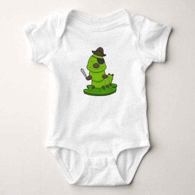 Raupe als Pirate mit Schwert Baby Strampler (Vorderseite)