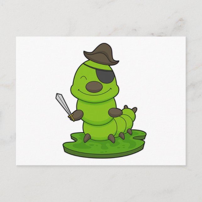 Raupe als Pirate mit Schwert Postkarte (Vorderseite)