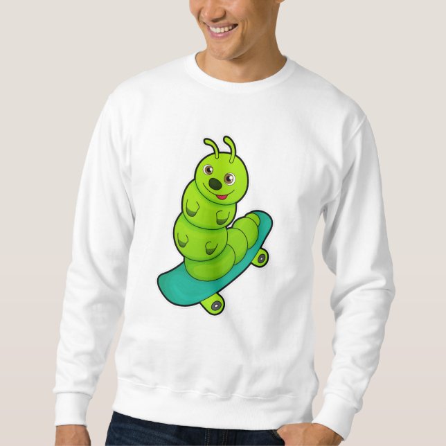 Raupe als Skater mit Skateboard Sweatshirt (Vorderseite)