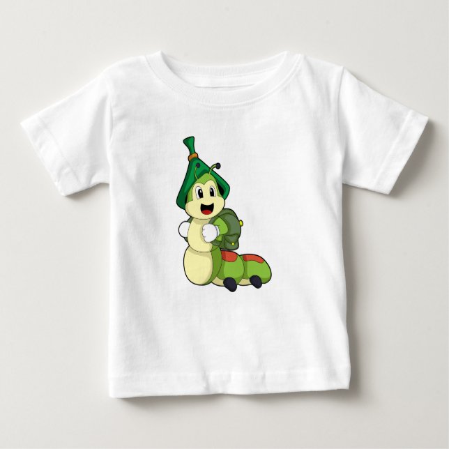 Raupe als Student mit Rucksack Baby T-shirt (Vorderseite)