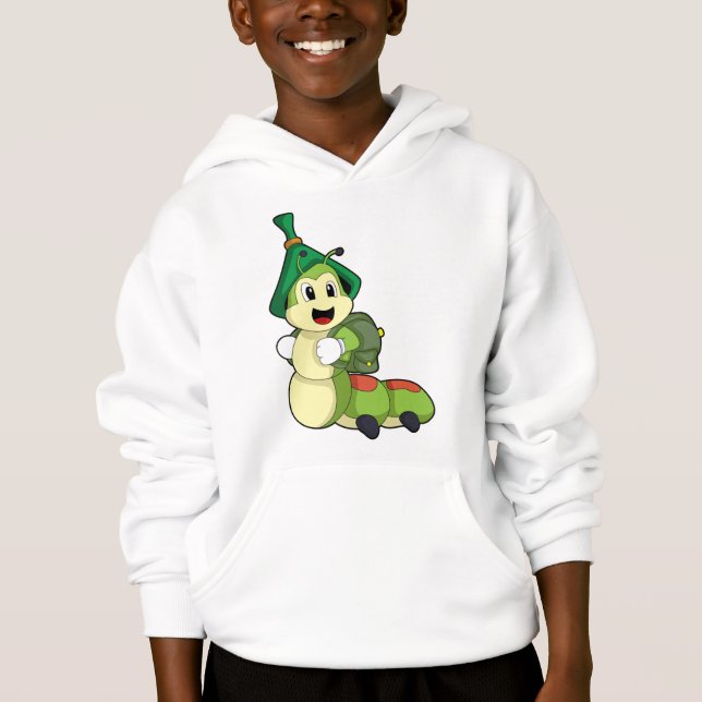 Raupe als Student mit Rucksack Hoodie (Vorderseite)