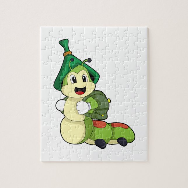 Raupe als Student mit Rucksack Puzzle (Vertikal)