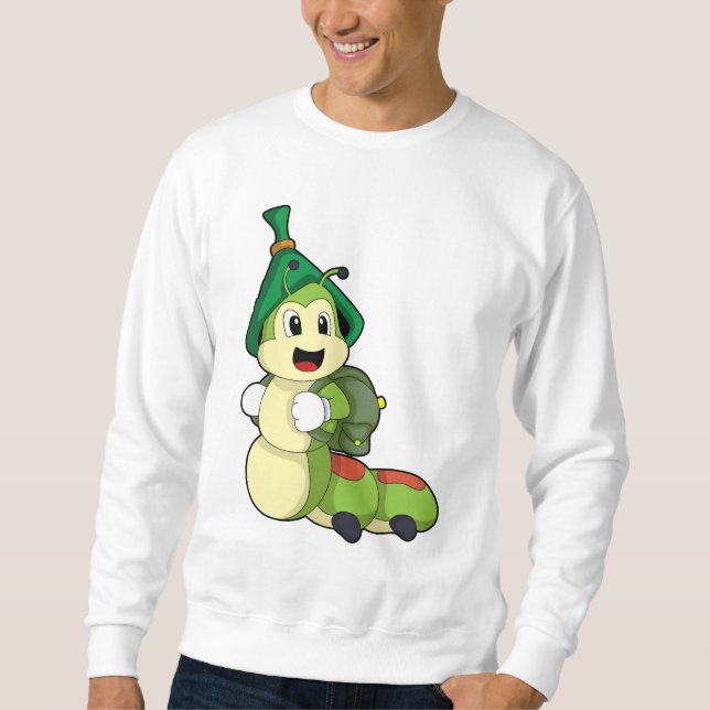 Raupe als Student mit Rucksack Sweatshirt (Vorderseite)