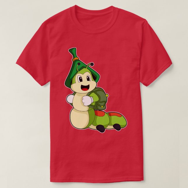 Raupe als Student mit Rucksack T-Shirt (Design vorne)