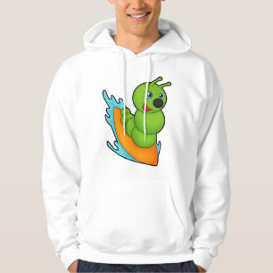 Raupe als Surfer mit Surfboard Hoodie