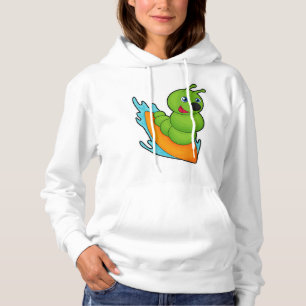 Raupe als Surfer mit Surfboard Hoodie