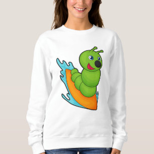 Raupe als Surfer mit Surfboard Sweatshirt