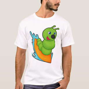 Raupe als Surfer mit Surfboard T-Shirt