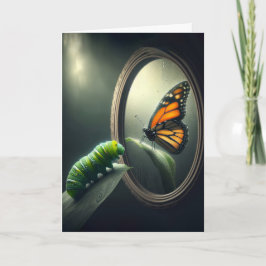 Raupe am Geburtstag mit Monarchen-Schmetterling Karte