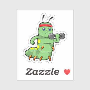 Raupe am Krafttraining mit Dumbell Aufkleber