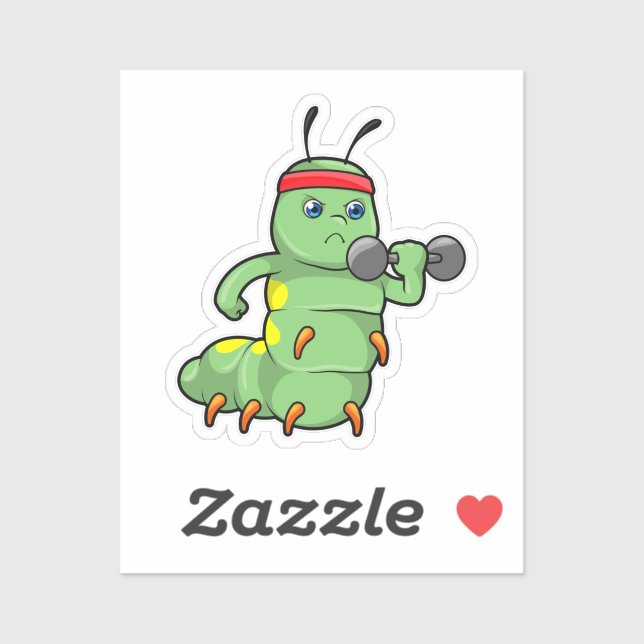 Raupe am Krafttraining mit Dumbell Aufkleber (Blatt)