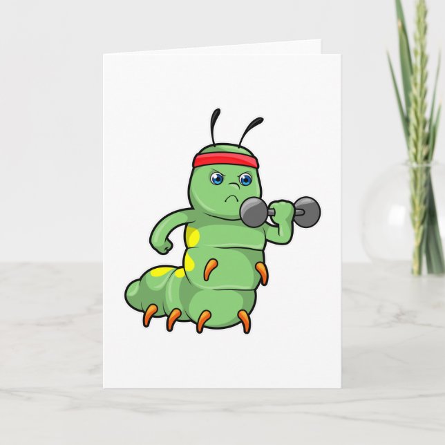 Raupe am Krafttraining mit Dumbell Karte (Vorderseite)