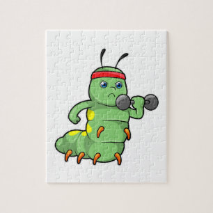 Raupe am Krafttraining mit Dumbell Puzzle