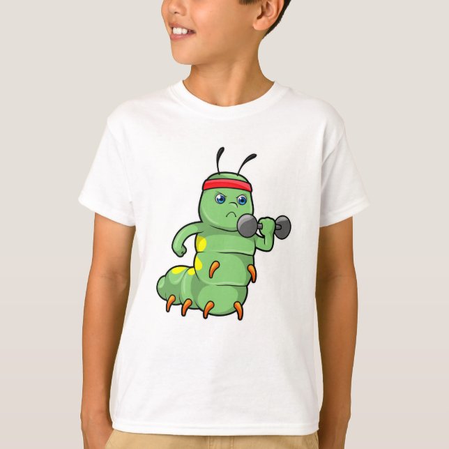 Raupe am Krafttraining mit Dumbell T-Shirt (Vorderseite)