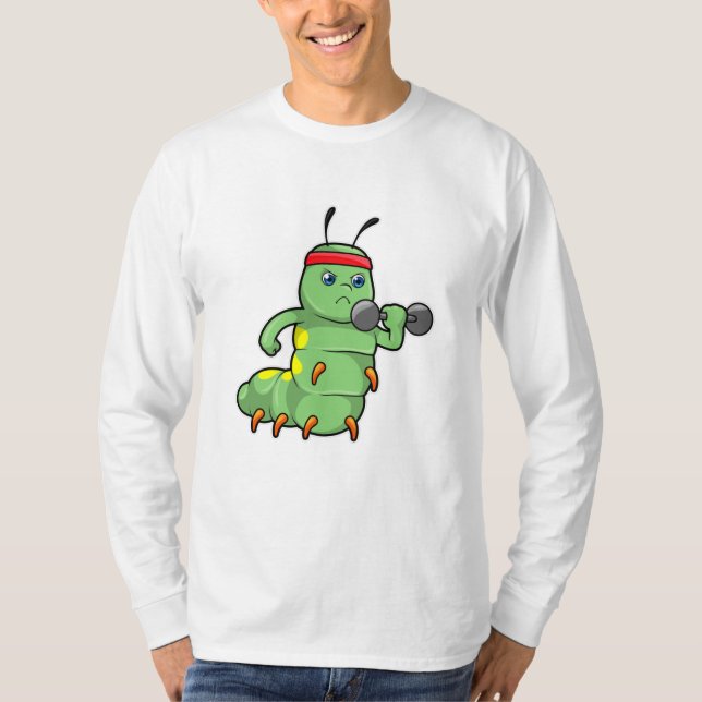 Raupe am Krafttraining mit Dumbell T-Shirt (Vorderseite)