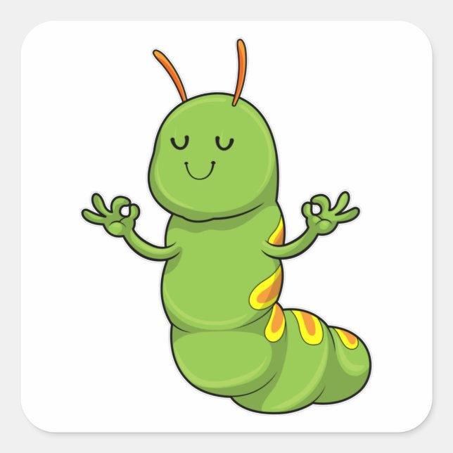 Raupe bei Yoga Mediation Quadratischer Aufkleber (Vorderseite)