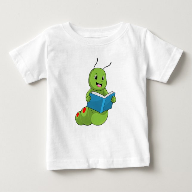 Raupe beim Lesen mit Buch Baby T-shirt (Vorderseite)