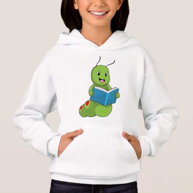 Raupe beim Lesen mit Buch Hoodie (Vorderseite)