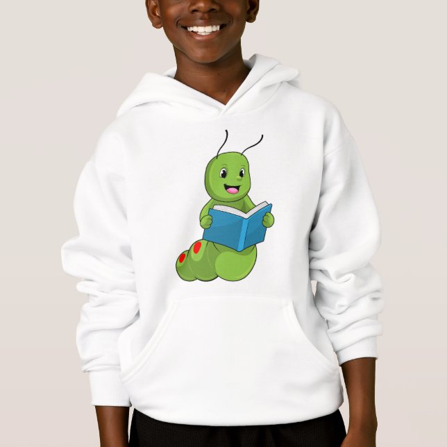 Raupe beim Lesen mit Buch Hoodie (Vorderseite)