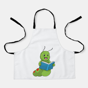 Raupe beim Lesen mit Buch Schürze