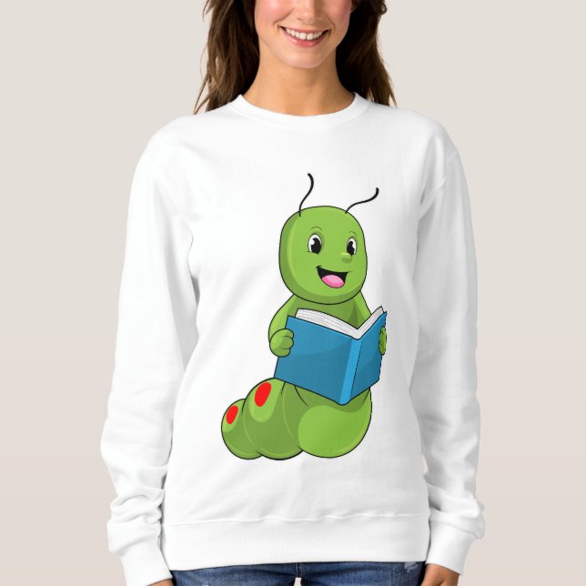 Raupe beim Lesen mit Buch Sweatshirt (Vorderseite)