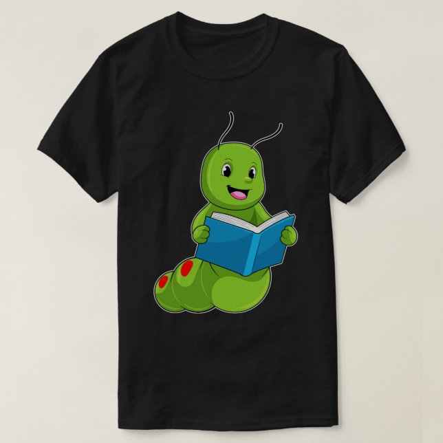 Raupe beim Lesen mit Buch T-Shirt (Design vorne)