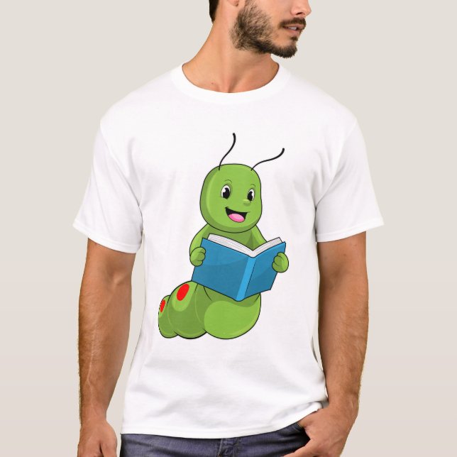 Raupe beim Lesen mit Buch T-Shirt (Vorderseite)