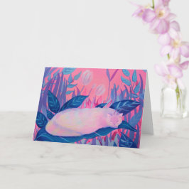 Raupe Cat Pink Lila Blue Fantasy Karte