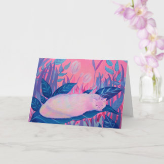 Raupe Cat Pink Lila Blue Fantasy Karte