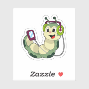 Raupe Headphone Music Aufkleber