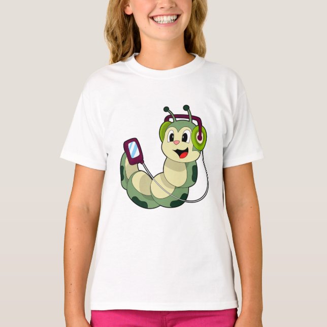 Raupe Headphone Music T-Shirt (Vorderseite)