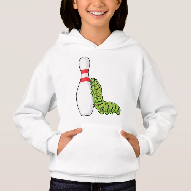 Raupe im Bowling mit Bowling Button Hoodie (Vorderseite)