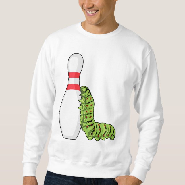 Raupe im Bowling mit Bowling Button Sweatshirt (Vorderseite)