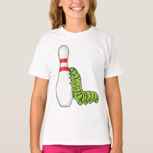 Raupe im Bowling mit Bowling Button T-Shirt