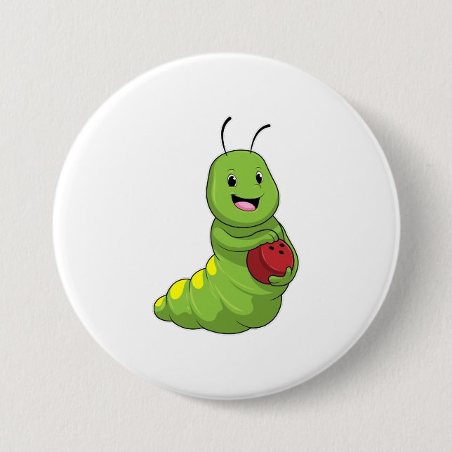 Raupe im Bowling mit Bowlingball Button (Vorderseite)
