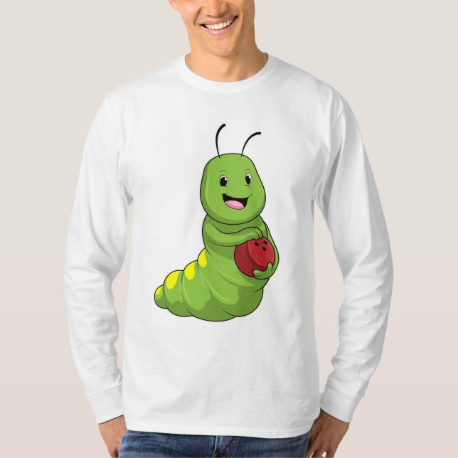 Raupe im Bowling mit Bowlingball T-Shirt (Vorderseite)