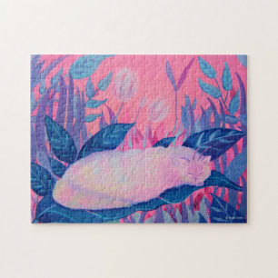Raupe Katze Pink Lila Blau Fantasie Puzzle