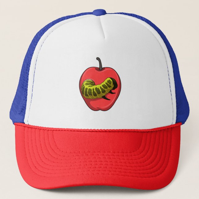 Raupe mit Apfel Truckerkappe (Vorderseite)