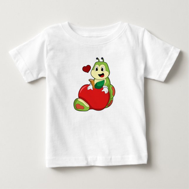 Raupe mit Apple Baby T-shirt (Vorderseite)