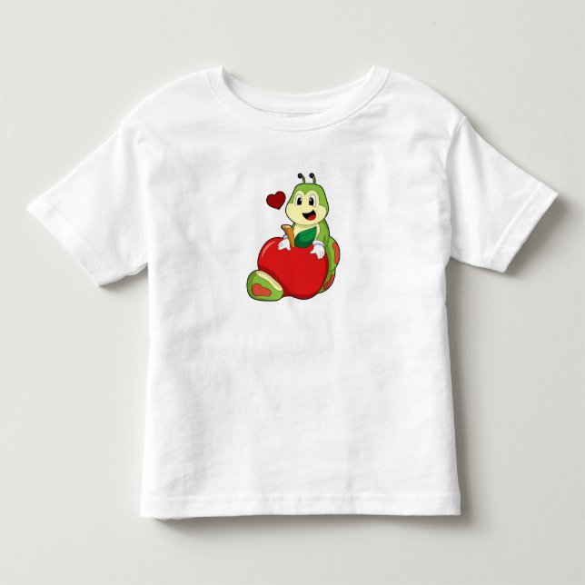 Raupe mit Apple Kleinkind T-shirt (Vorderseite)