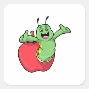 Raupe mit Apple Quadratischer Aufkleber