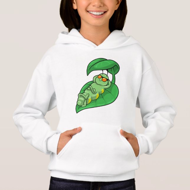 Raupe mit Blatt Hoodie (Vorderseite)