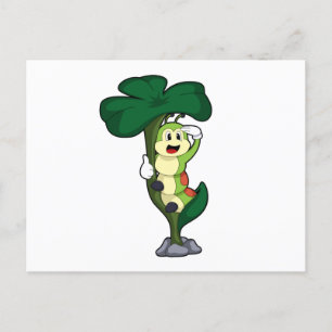 Raupe mit Blatt Postkarte