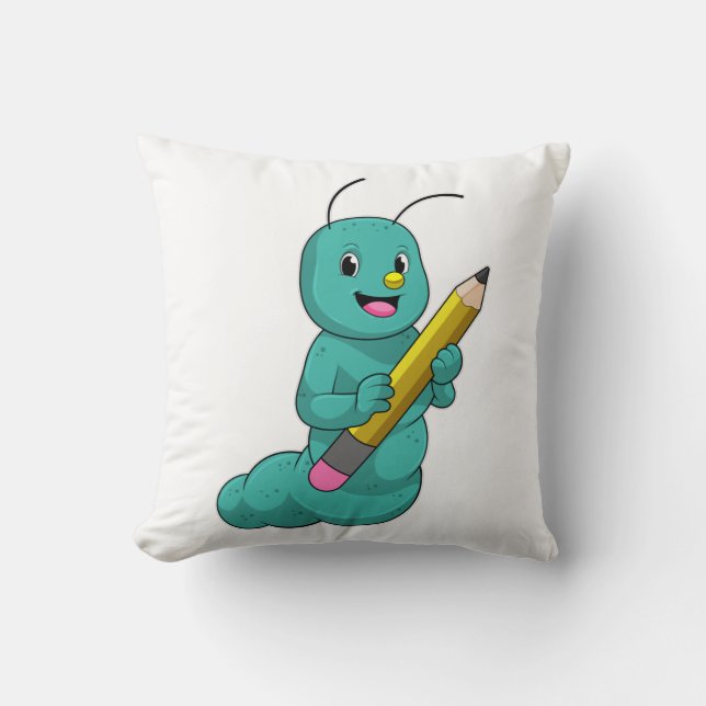 Raupe mit Bleistift Kissen (Vorderseite)