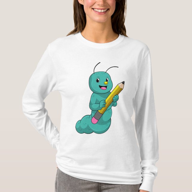 Raupe mit Bleistift T-Shirt (Vorderseite)
