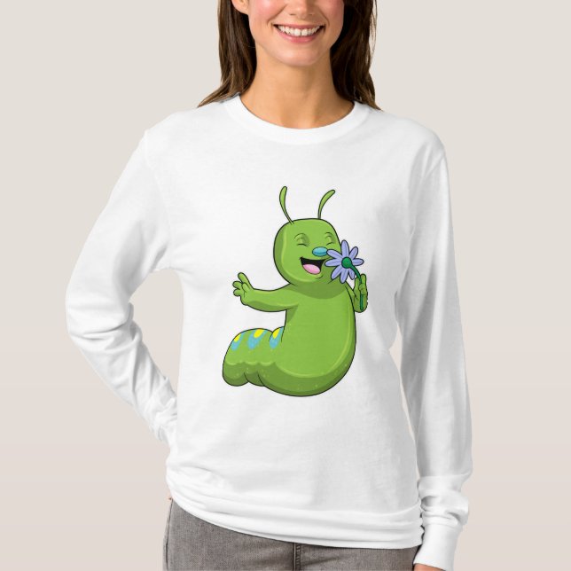 Raupe mit Blume Daisy T-Shirt (Vorderseite)