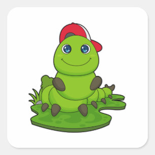 Raupe mit Cap Quadratischer Aufkleber