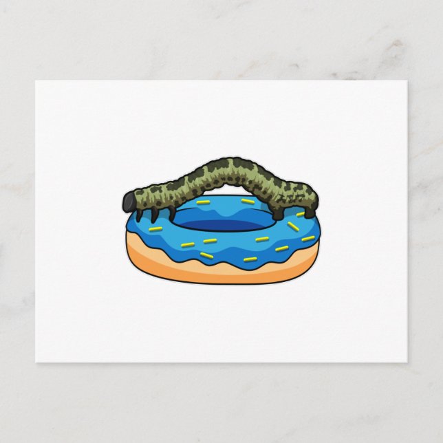 Raupe mit Donut Postkarte (Vorderseite)