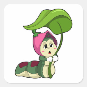 Raupe mit Leaf Quadratischer Aufkleber