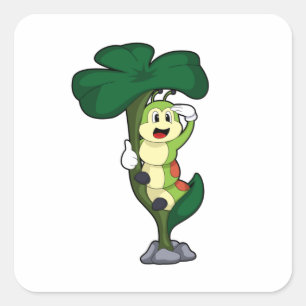Raupe mit Leaf Quadratischer Aufkleber